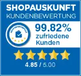 Shopauskunft Kundenbewertung: 99,74% zufriedene Kunden, 4,84 von 5 Sternen