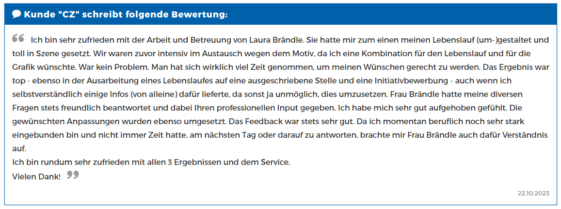 Shopauskunft Bewertung für Laura Brändle