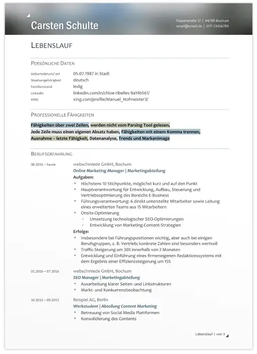 Bewerbung 2025 - Ein für CV-Parsing optimierter Lebenslauf ist besonders wichtig